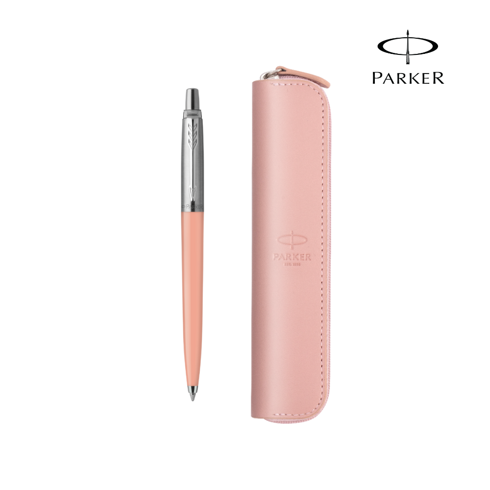 Гравирана Химикалка Parker Jotter Pink Blush + Кожен калъф с цип