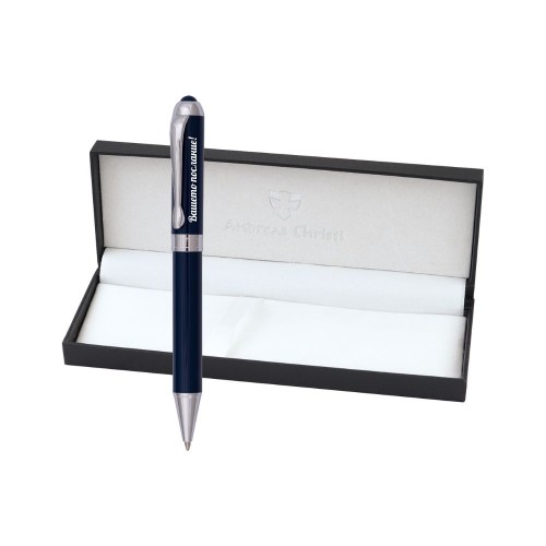 Гравиран Комплект метален химикал тъмно син в подаръчна кутия за химикал